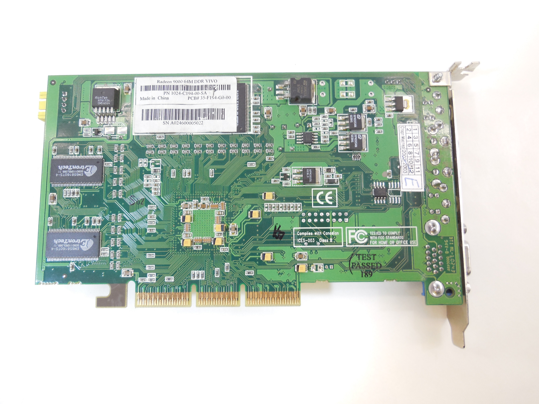 Видеокарта AGP ATI Radeon 9000 64Mb VIVO TV Out - Pic n 271213