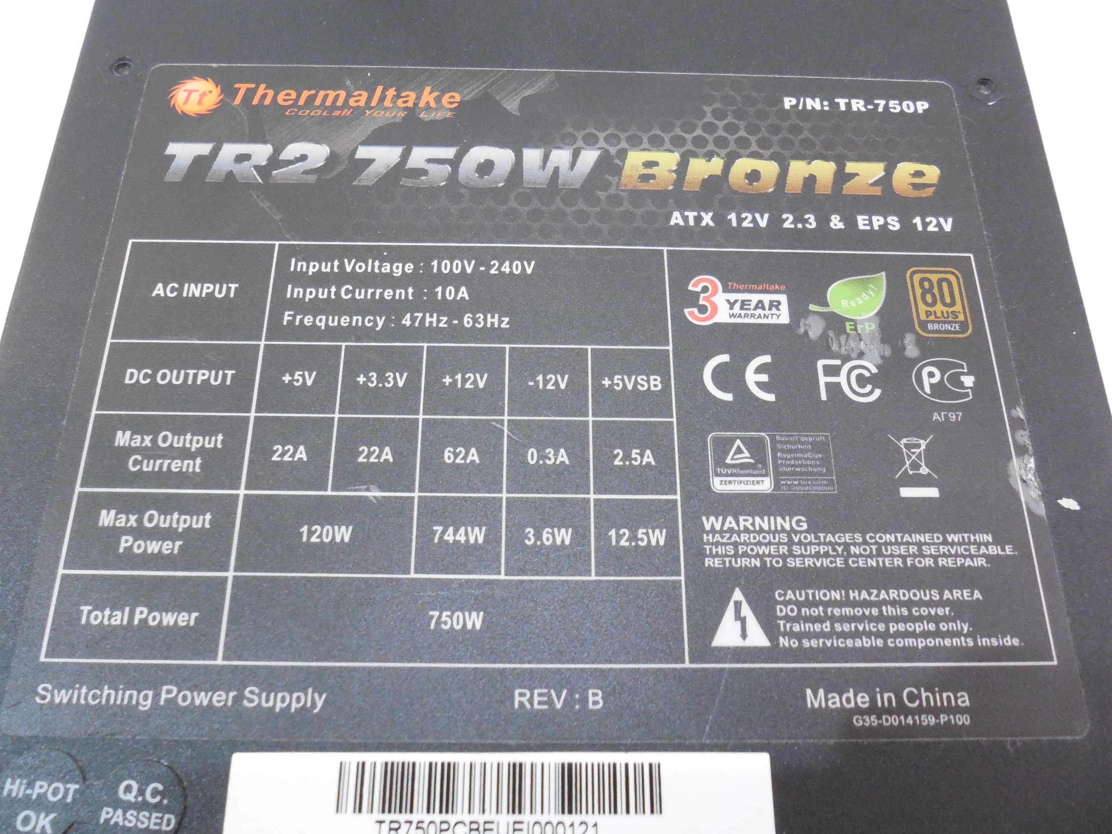 Блок питания ATX 750W Thermaltake TR2 Bronze - Pic n 278445