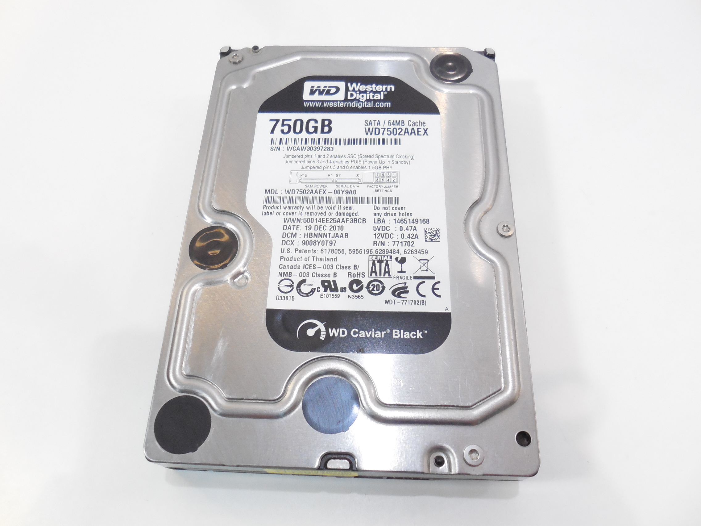 Жесткий диск HDD SATA 750Gb WD Caviar Black - Pic n 268699