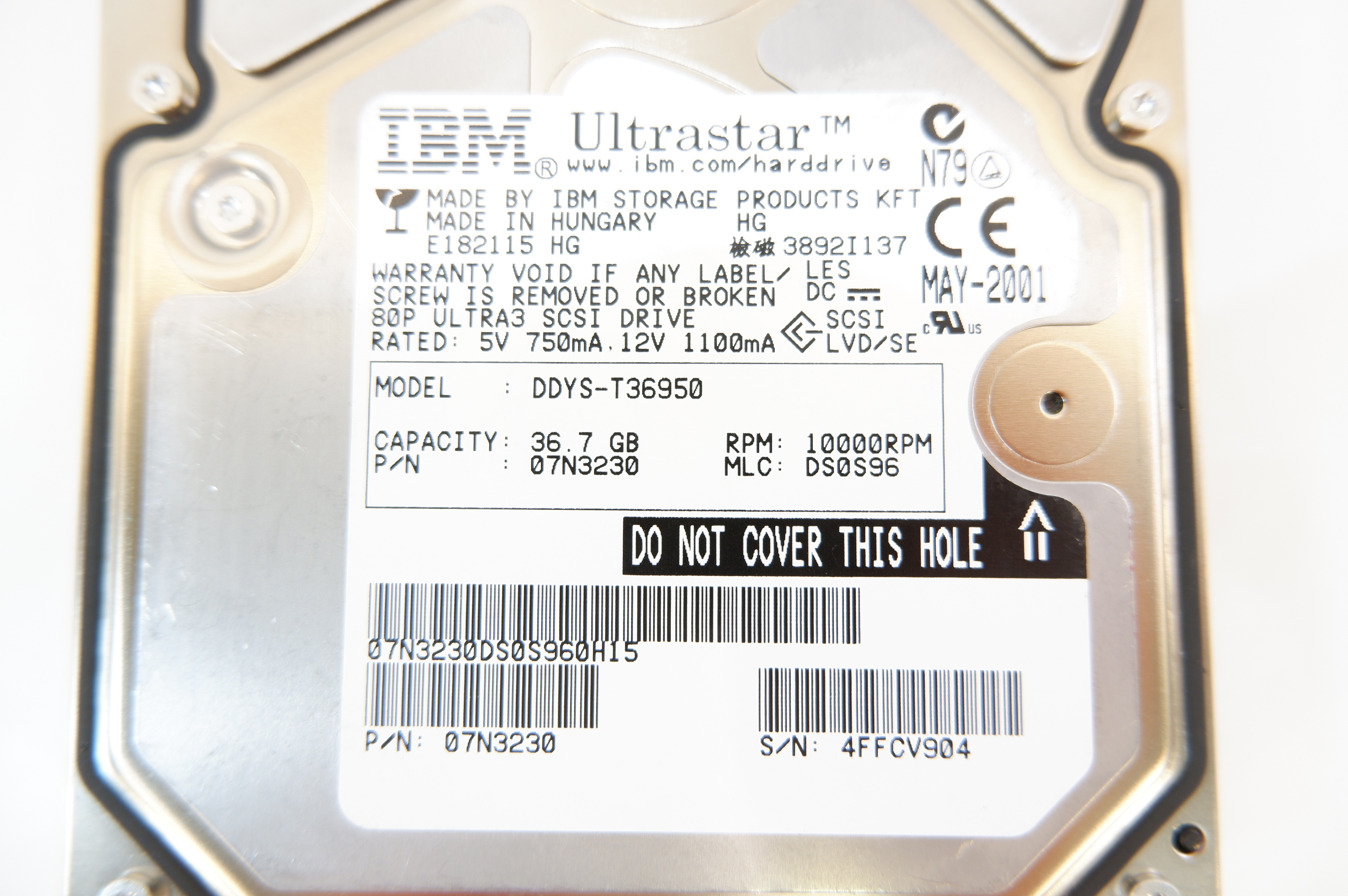 Hard Disk Interno IBM Ultrium 18.2GB SCSI LVD – Modello DDYS-T18350 (07N3240) – Usato In Buone Condizioni