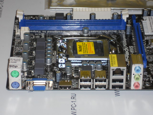 Материнская плата MB ASRock H61M-HVS /Socket 1155 /1xPCI-E x16 /1xPCI-E x1 /4xSATA /2xDDR3 DIMM /Sound /LAN /6xUSB /HDMI /SVGA /mATX /заглушка