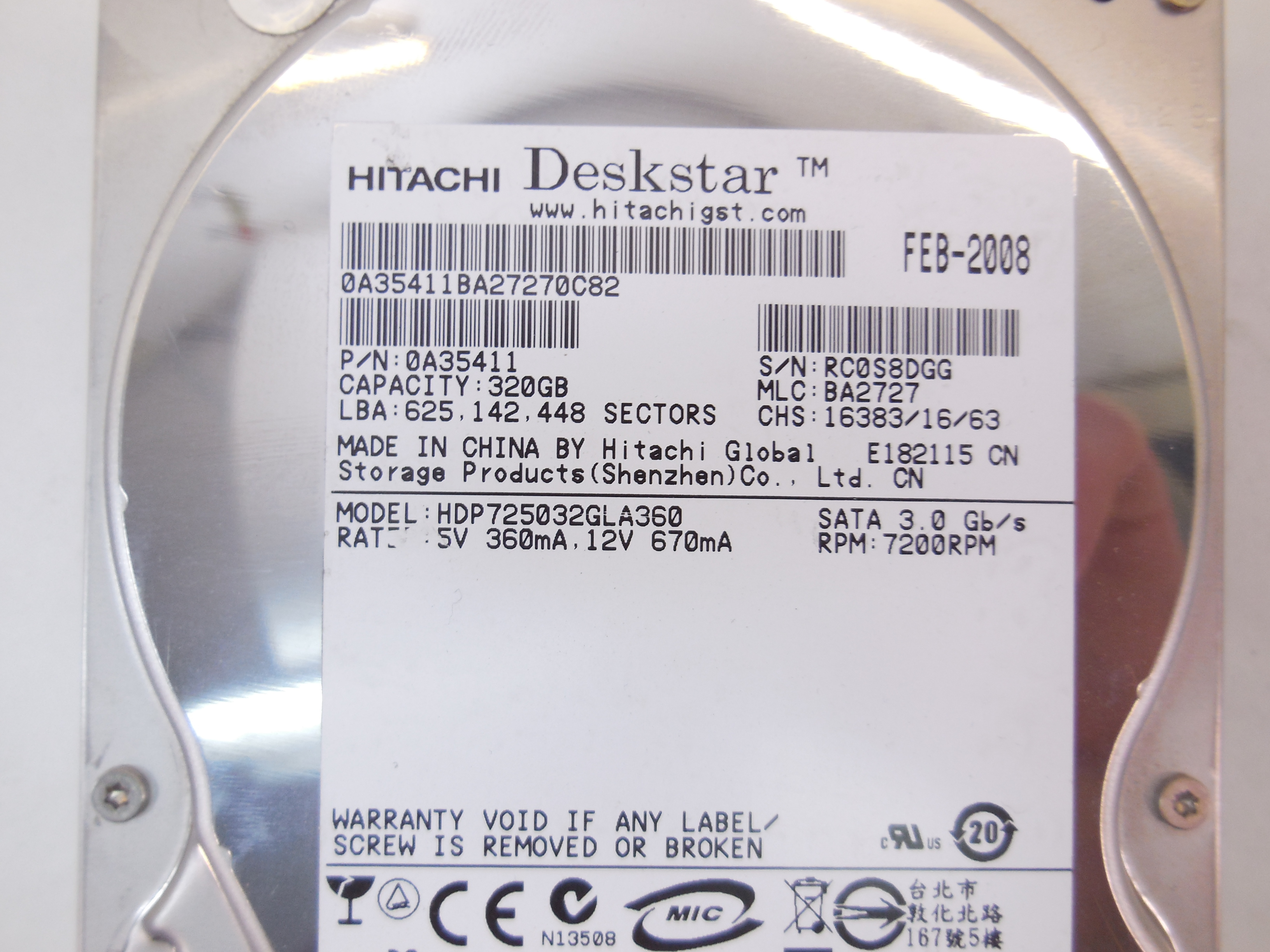 Жесткий диск 3,5" 320Gb HGST - Pic n 291276