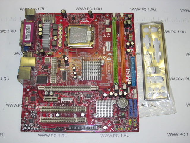 Материнская плата MB MSI 945GCM5 V2 (MS-7267) Socket 775 /2xPCI /PCI-E x16 /PCI-E x1 /2xDDR2 DIMM /Sound /4xSATA /4xUSB /SVGA /LAN /LPT /COM /mATX /Заглушка