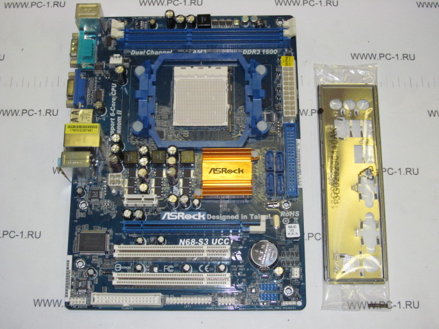 Материнская плата MB ASRock N68-S3 UCC /GeForce 7025 /Socket AM3 /2xPCI /PCI-E 1x /PCI-E 16x /2xDDR3 DIMM /SATA /Sound /SVGA /4xUSB /LAN /LPT /COM /mATX /НОВАЯ