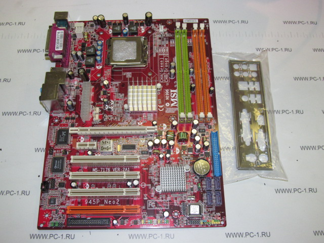 Материнская плата MB MSI 945P Neo2-F (MS-7176) /Socket 775 /4xPCI /PCI-E x16 /PCI-E x1 /4xDDR2 /4xSATA /Sound /4xUSB /LAN /LPT /COM /ATX /Заглушка