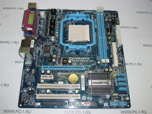Материнская плата MB GigaByte GA-M68M-S2P /GeForce 7025 /Socket AM3 /2xPCI /PCI-E x1 /PCI-E x16 /2xDDR2 DIMM /4xSATA /Sound /SVGA GeForce 7025 up to 256Mb /4xUSB /Gigabit LAN /LPT /COM /mATX