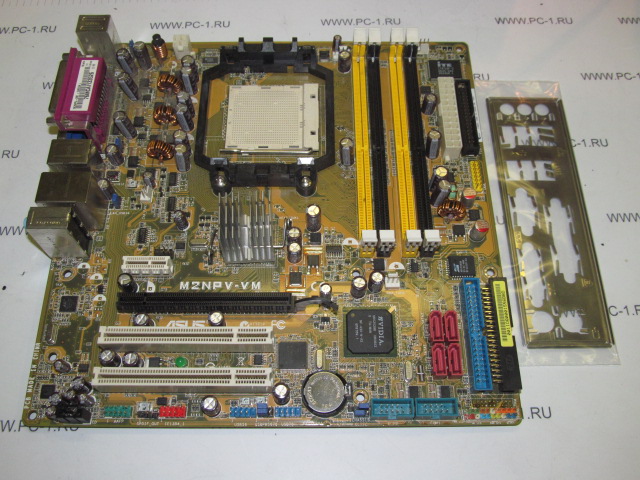 Материнская плата MB Asus M2NPV-VM /Socket AM2 /2xPCI /PCI-E x16 /PCI-E x1 /4xDDR2 DIMM /4xSATA /Sound /VGA /DVI /4xUSB /1394 /LAN /LPT /mATX /заглушка