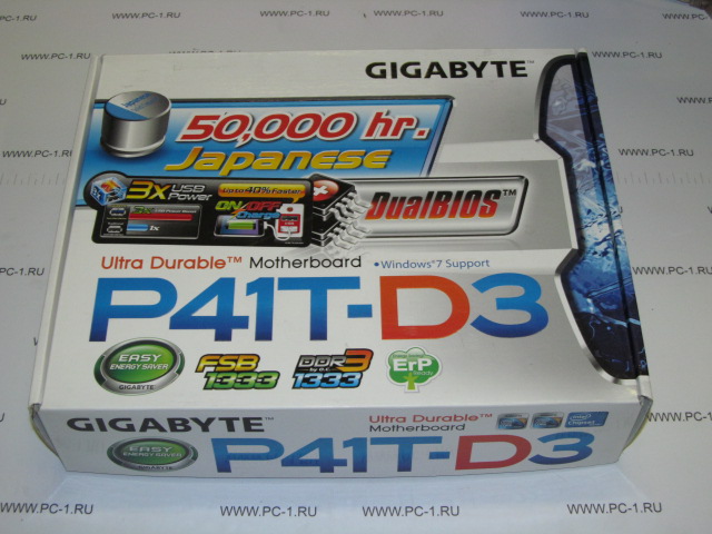 Материнская плата MB Gigabyte GA-P41T-D3 /Socket 775 /3xPCI /PCI-E x16 /3xPCI-E x1 /2xDDR3 /4xSATA /Sound /4xUSB /LAN /LPT /SPDIF /COM /ATX /BOX /НОВАЯ