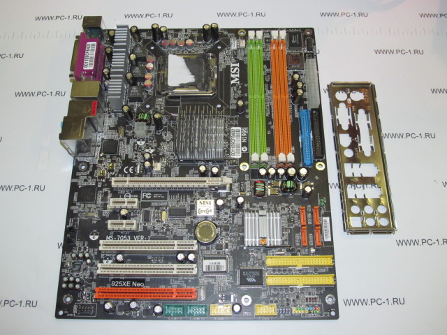 Материнская плата MB MSI 925XE Neo (MS-7053) /Socket 775 /3xPCI /PCI-E 16x /2xPCI-E 1x /4xDDR2 /4xSATA /Sound /4xUSB /LAN /Modem /1394 /LPT /COM /S/PDIF /ATX /заглушка
