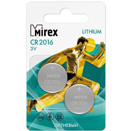 Батарейка CR2016 3В литиевая Mirex в блистере 2шт - Pic n 301411
