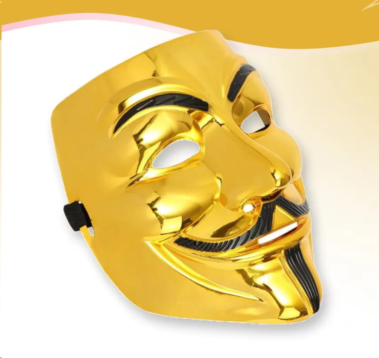 Мёртвый тренд Маска Анонимуса золотая 25х19см - Pic n 303699