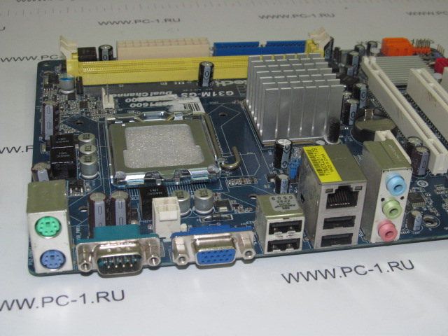 Материнская плата MB ASRock G31M-GS /Socket 775 /2xPCI /PCI-E x16 /PCI-E x1 /2xDDR2 /4xSATA /Sound /SVGA /4xUSB /LAN /COM /mATX