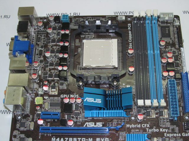 Материнская плата MB ASUS M4A785TD-M EVO /Socket AM3 /2xPCI /PCI-Ex1 /PCI-Ex16 /5xSATA /4xDDR3 /6xUSB /HDMI /e-SATA /1394 /VGA /DVI /Optical SPDIF /Sound /LAN /mATX /Заглушка
