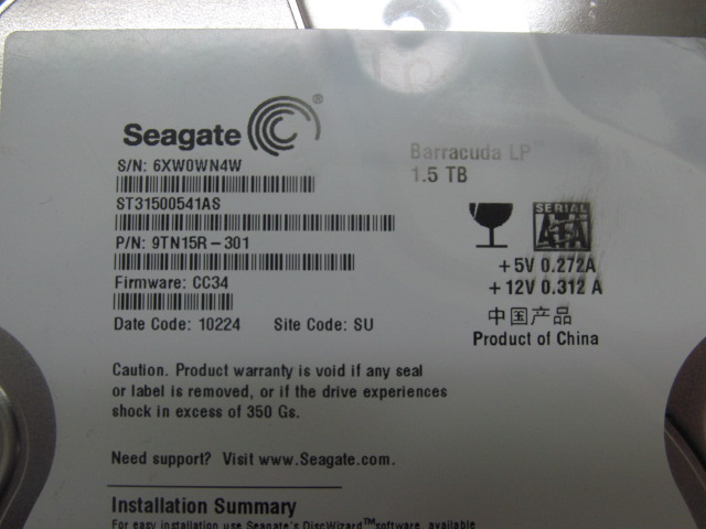 Жесткий диск HDD SATA 1.5Tb Seagate Barracuda LP ST31500541AS /5900rpm /32Mb