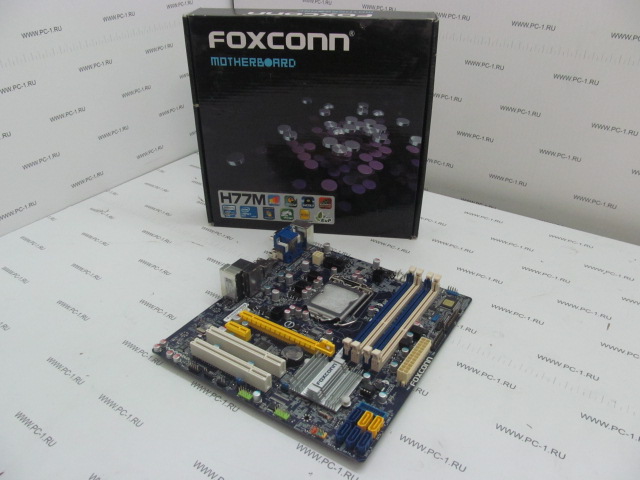 Материнская плата MB Foxconn H77M /Socket 1155 /PCI-E x16 /PCI-E x1 /2xPCI /4xSATA, 2xSATA 6Gb/s /4xDDR3 /Sound /LAN /6xUSB, 2xUSB 3.0 /DVI /VGA /HDMI /mATX /BOX