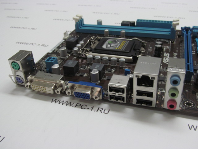 Материнская плата MB ASUS H61M-K /Socket 1155 /2xDDR3 /PCI-E x16 /2xPCI-E x1 /4xSATA /VGA /DVI /LAN /Sound /4xUSB /mATX /Заглушка /Драйвер