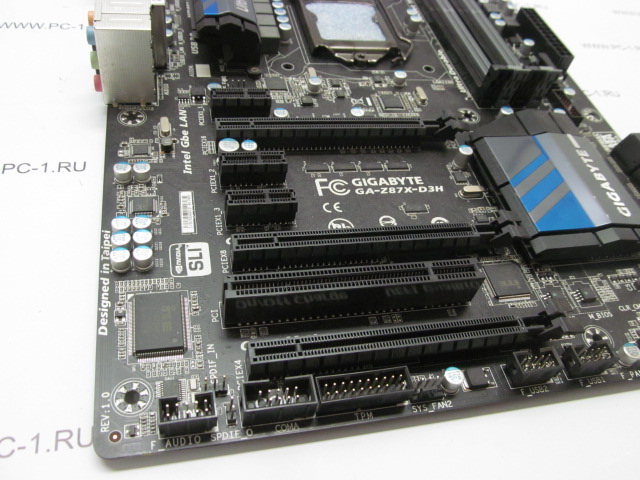 Материнская плата MB GigaByte GA-Z87X-D3H /Socket 1150 /PCI-E x16 /x8 /x4 /3xPCI-E x1 /PCI /4xDDR3 /6xSATA /HDMI /VGA /DVI /LAN /Sound /8xUSB (6x USB 3.0) /ATX /RTL /без заглушки разъемов /Гарантия до
