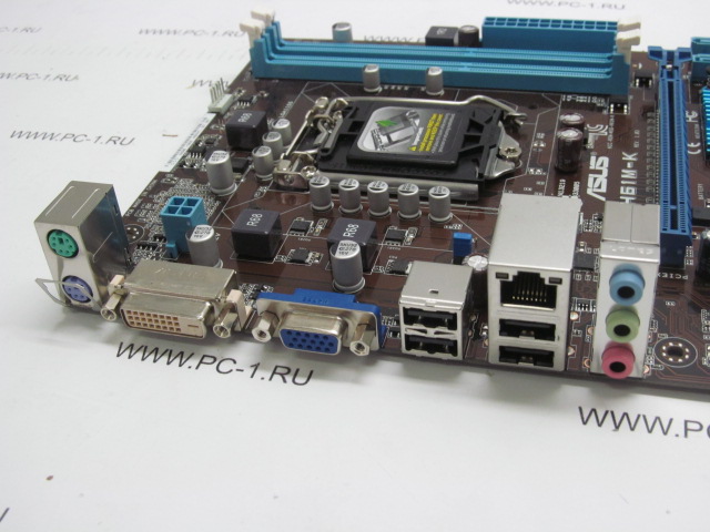 Материнская плата MB ASUS H61M-K /Socket 1155 /2xDDR3 /PCI-E x16 /2xPCI-E x1 /4xSATA /VGA /DVI /LAN /Sound /4xUSB /mATX /RTL /НОВАЯ