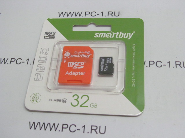 Карта памяти smartbuy microsd 32gb class 10 sb32gbsdcl10 01 адаптер