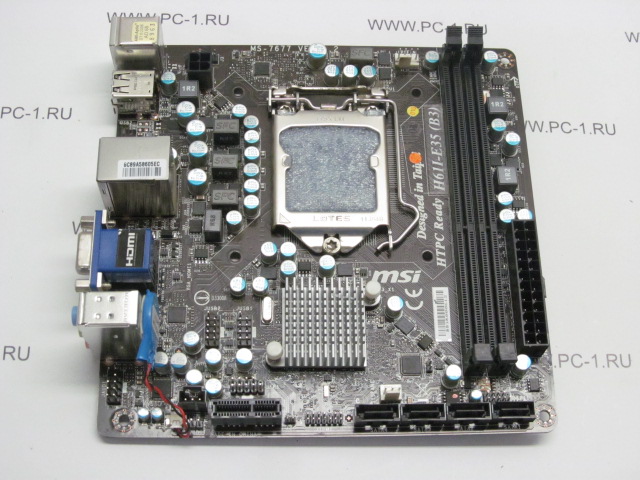 Материнская плата MB MSI H61I-E35 (B3) (MS-7677) /Socket 1155 /2xDDR3 /PCI-E x1 /4xSATA /VGA /HDMI /LAN /Sound /8xUSB /PS/2 /mini-ITX