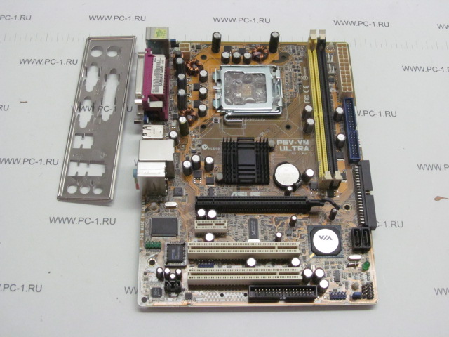 Материнская плата MB ASUS P5V-VM ULTRA /Socket 775 /2xDDR2 /PCI-E x16 /PCI-E x1 /2xPCI /2xSATA /VGA /4xUSB /LAN /LPT /COM /Sound /mATX /заглушка