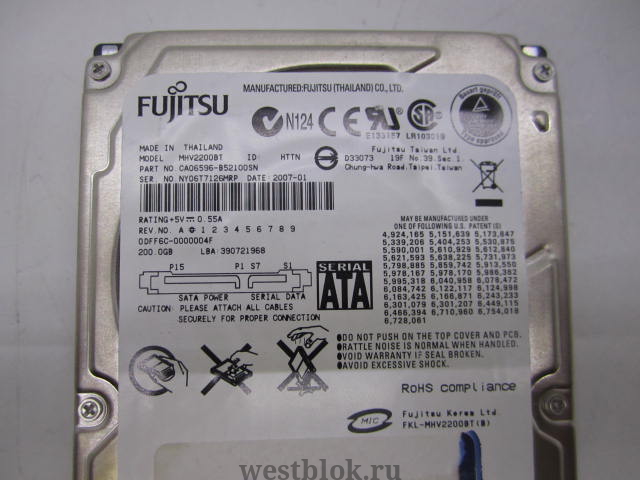 Жесткий диск 2.5" HDD SATA 200Gb Fujitsu MHV2 - Pic n 66264