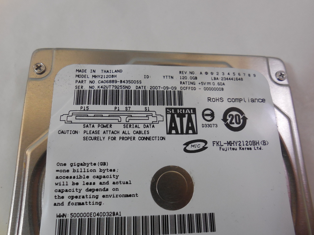 Жесткий диск SATA 2.5" 120Gb Fujitsu MHY2120B - Pic n 279255