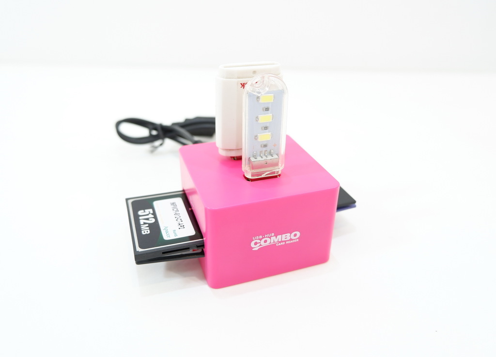 Универсальный USB-хаб + Card Reader COMBO розовый - Pic n 78500