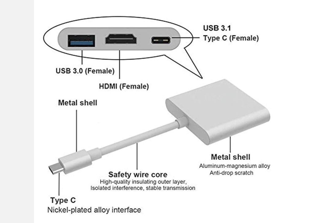 Адаптер AV Multiport 3 in 1 USB-C to HDMI + USB3.0 - Pic n 267613