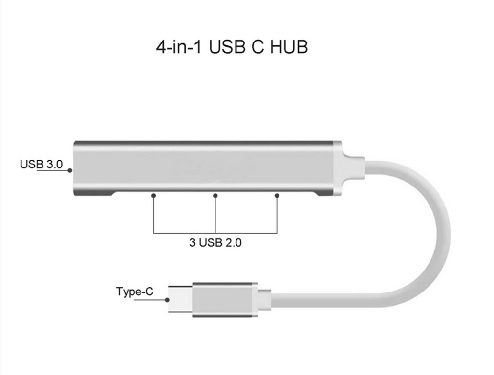 Type-C USB-хаб USB-C to 4xUSB 3.0 Gray - Pic n 291705
