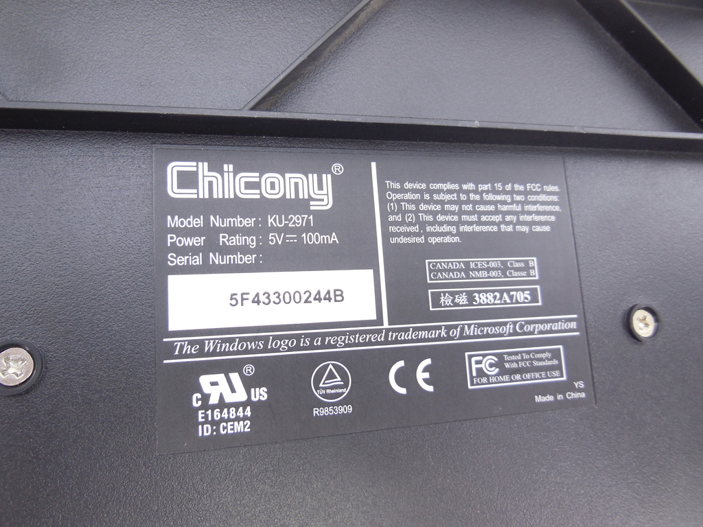 Клавиатура USB Chicony KU-2971 - Pic n 293704