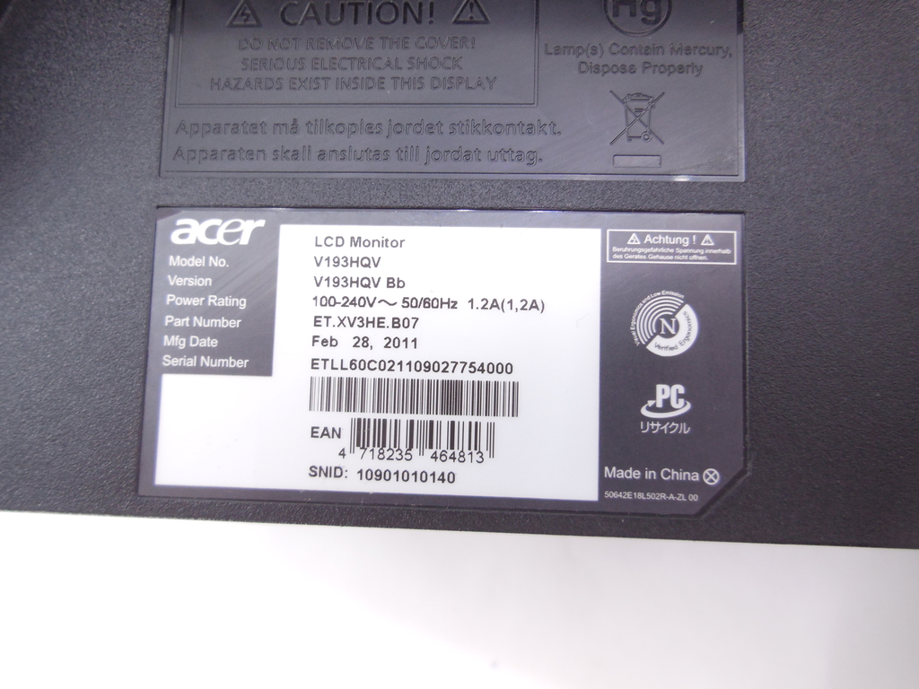 ЖК-монитор 18.5" Acer V193HQV - Pic n 295399