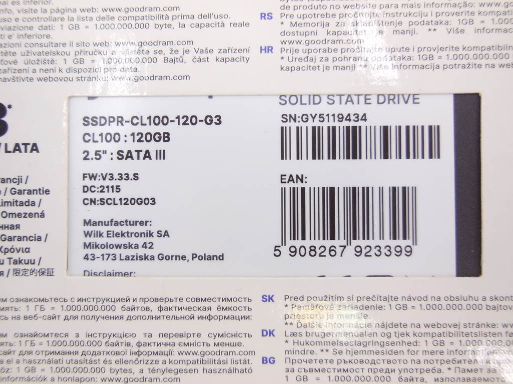 Твердотельный накопитель Goodram CL100 120Gb - Pic n 297998