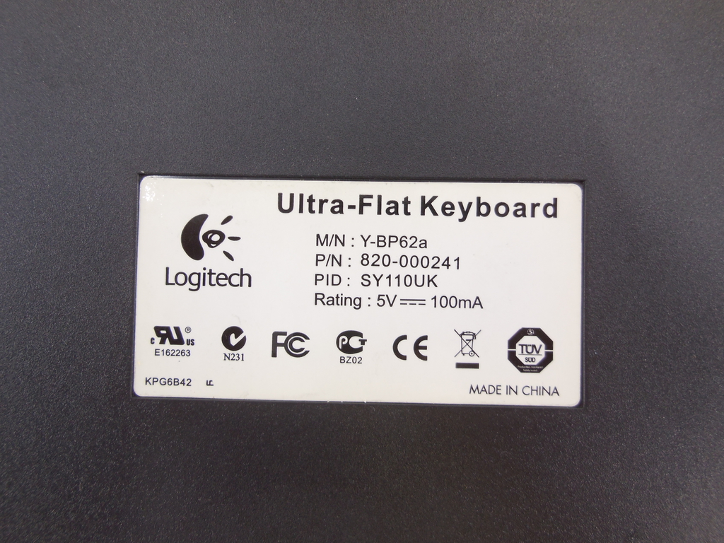 Клавиатура USB Logitech Ultra-Flat Keyboard Black - Pic n 298726