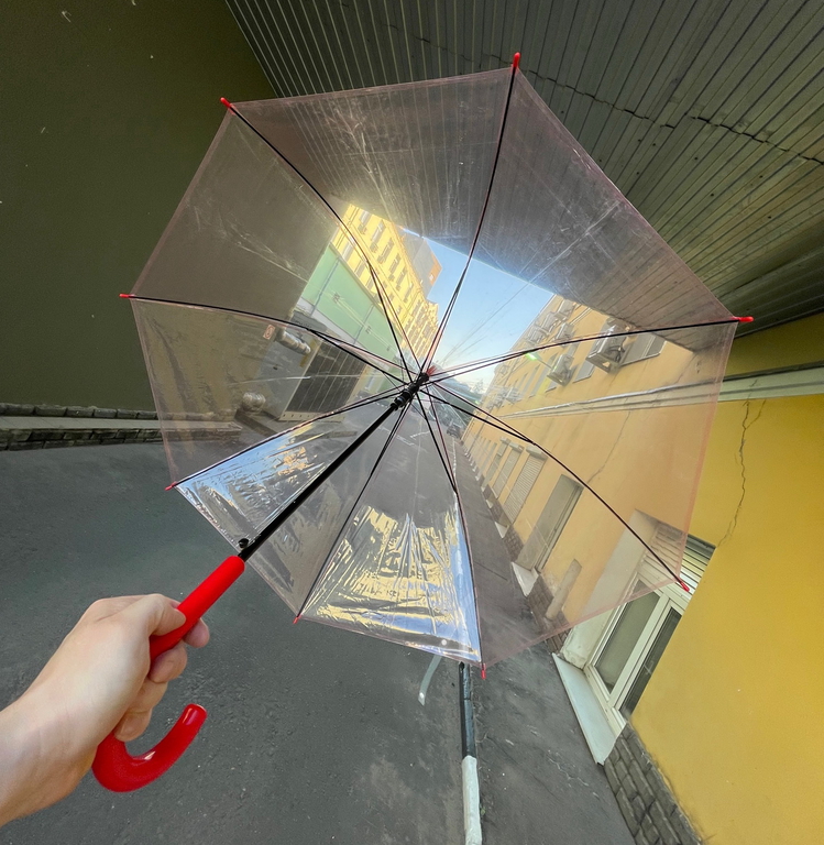 Зонт автомат прозрачный красный OUBAOLOON - Pic n 301096