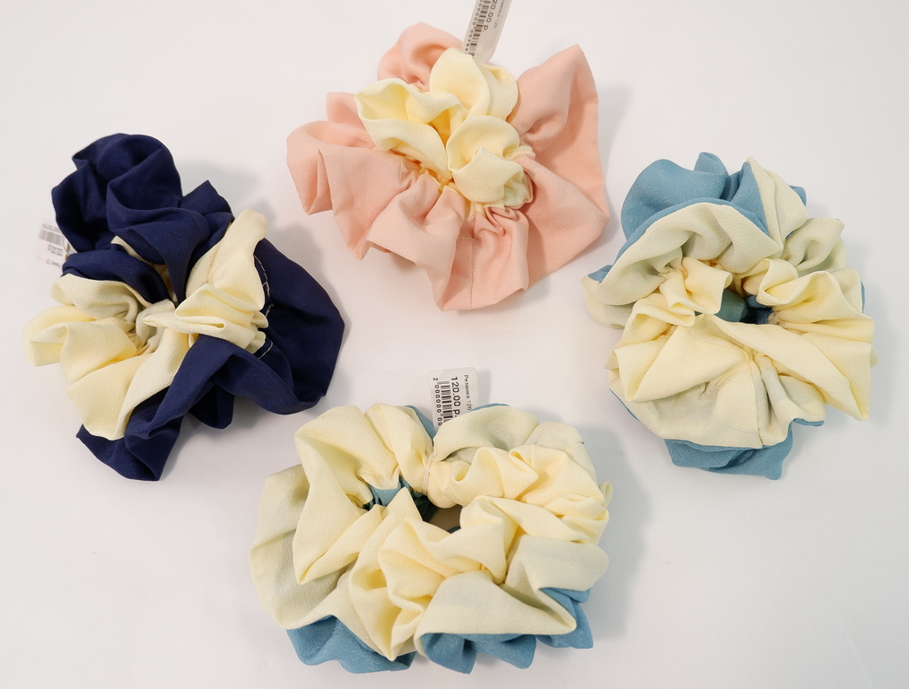 Резинка ткань 120 круглая для волос в ассортименте - Pic n 303731