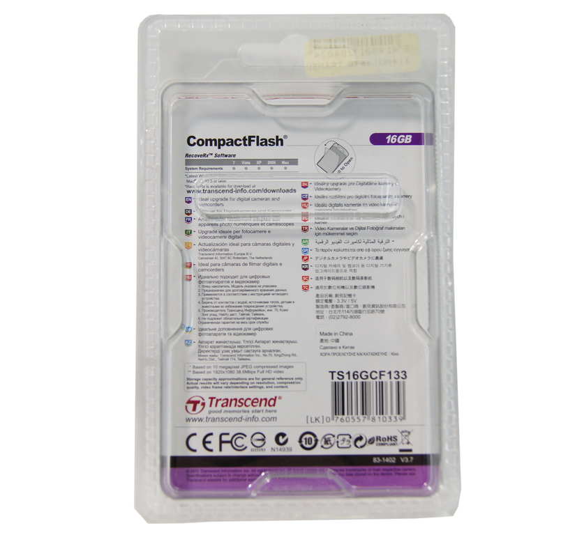 Карта памяти CompactFlash 16GB Transcend TS16GCF13 - Pic n 303810
