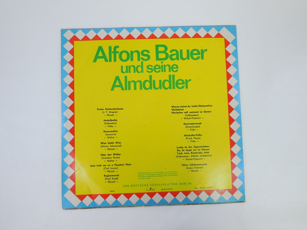 Пластинка Alfons Bauer und Almdudler 8 40 0 35 - Pic n 306666