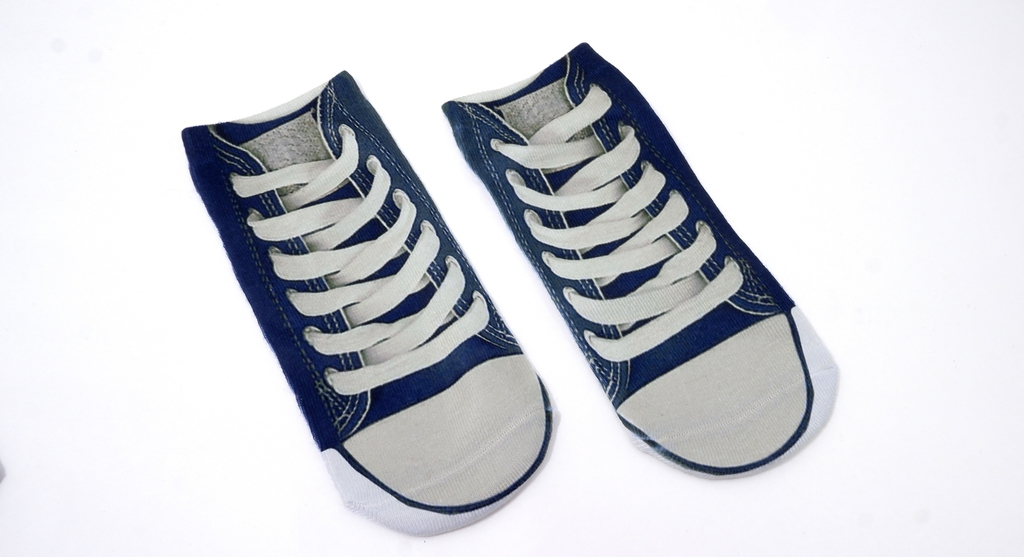 Носки с 3D-принтом «Кеды с шнурками» / с низким вырезом / 2-х пары носков с рисунком — красные и синие  - Pic n 307416