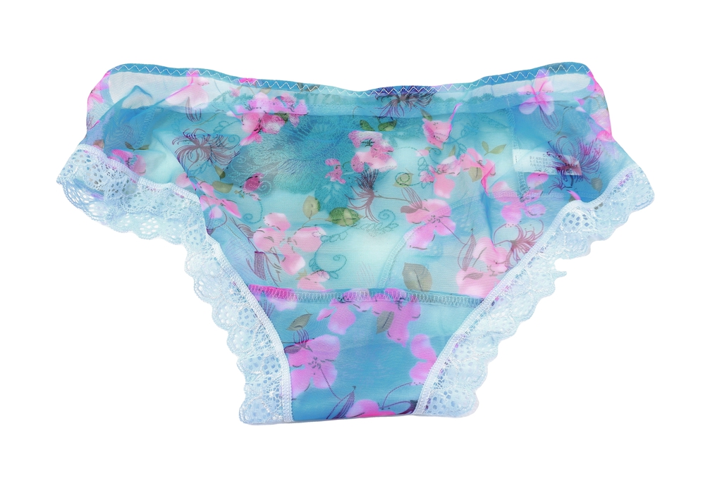 Женские прозрачные сексуальные кружевные бесшовные трусики, с цветочной вышивкой, бирюзовые размер XXL  - Pic n 307456