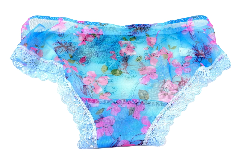 Женские прозрачные сексуальные кружевные бесшовные трусики, с цветочной вышивкой, бирюзовые размер XXL  - Pic n 307456