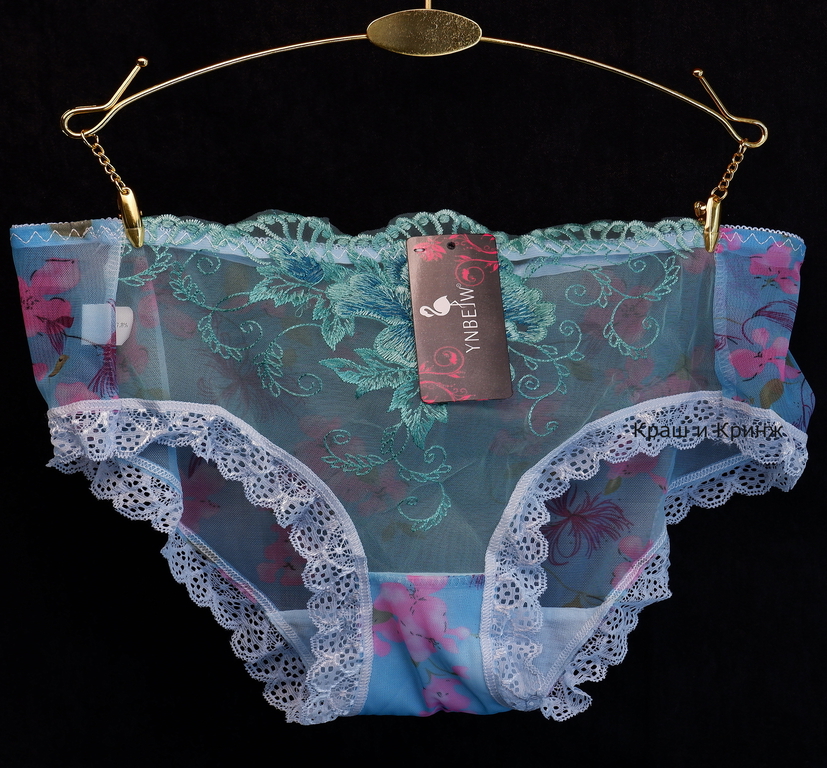 Женские прозрачные, сексуальные кружевные трусики / С цветочной вышивкой / Цвет бирюзовый / Размер XXХL (48-52) Есть все размеры - Pic n 307456