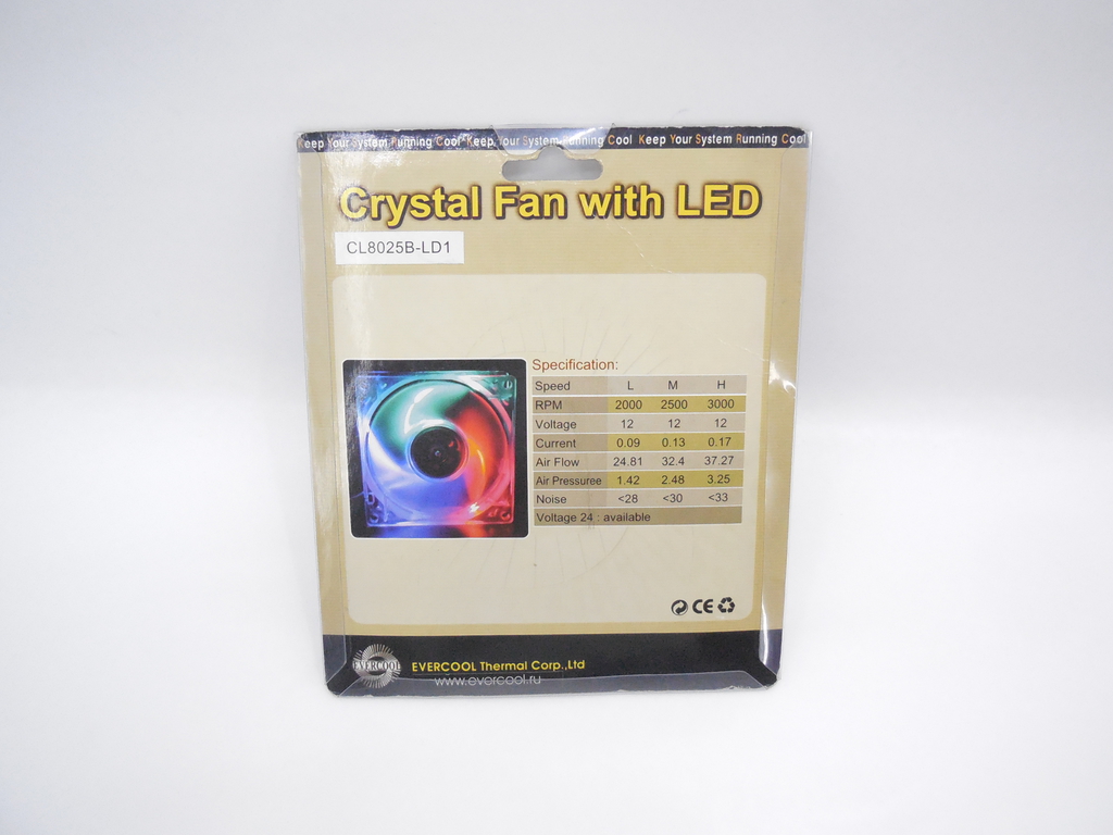 Вентилятор для корпуса 80мм EVERCOOL Crystal Fan with LED CL8025B-LD1 - Pic n 309042