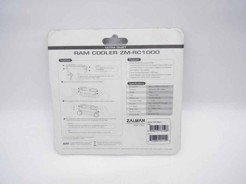 Охлаждение памяти ZALMAN ZM-RC1000 25дБ 2700об/мин, 3-pin коннектор МП - Pic n 309045