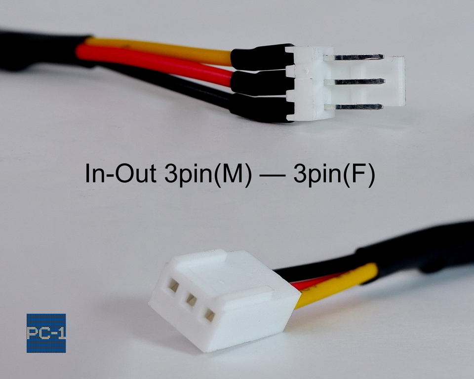 2шт. Устройство понижения оборотов кулера ПК Реобас, In-Out 3pin(M) — 3pin(F). Контроллер вентиляторов для уменьшения шума. - Pic n 266249