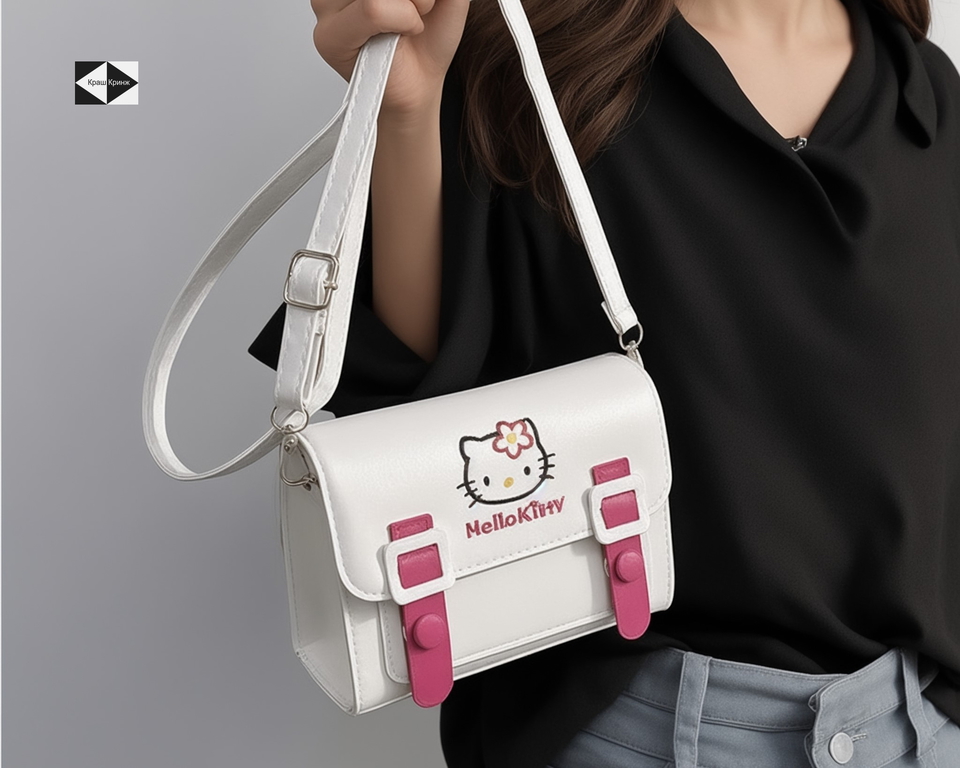 Детская Сумочка на плечо Hello Kitty из Экокожи 17х13см, в комплекте Расчёска, Заколка, Кулон, Ручка и Блокнот. В подарочной коробке! - Pic n 310456