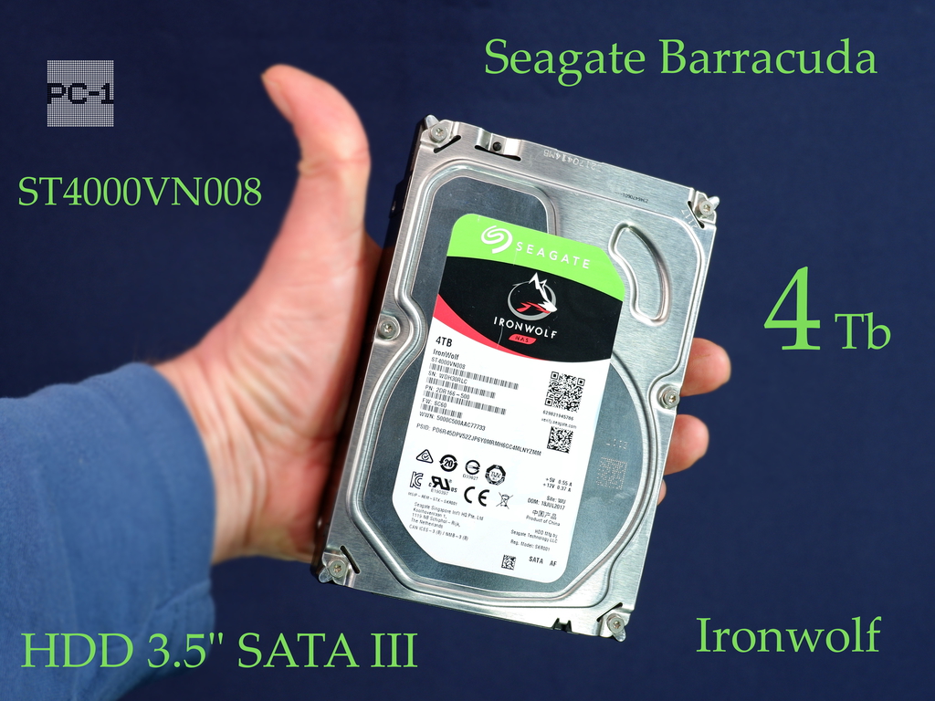 HDD 4TB 3.5" SATA III Seagate Barracuda Ironwolf Внутренний жесткий диск для ПК ST4000VN008 5400rpm, 256МБ. Пробег 20тыс часов. - Pic n 310802