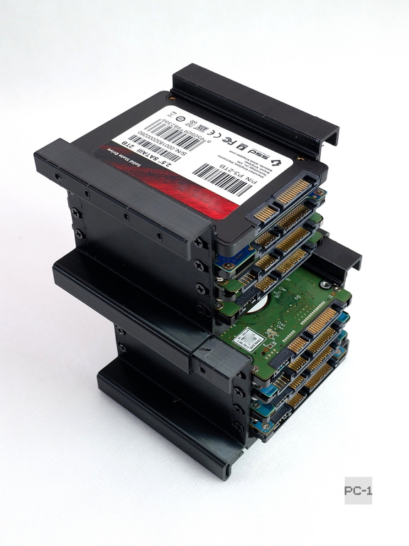 1шт Подвесная съёмная корзина в салазки ATX корпуса ПК или Сервера. Модульный Кронштейн для 4шт 2.5" SATA жестких дисков SSD HDD в отсек 3.5&quot - Pic n 310985