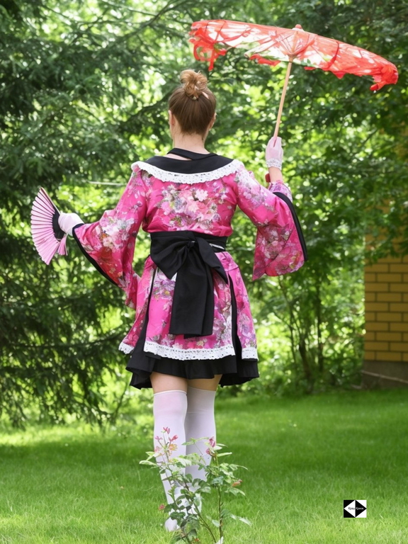 18+ Японское Аниме кимоно Waifu с юбкой Юката. Цвет цветущая сакура. Универсальный размер S/XL (44-52) - Pic n 311025