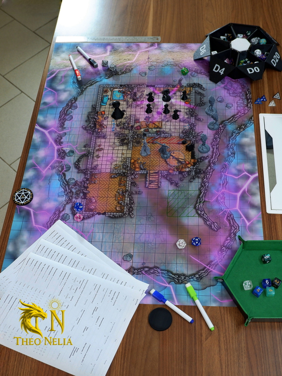 DnD Поле игровое НРИ 60x84см сетка 25х25мм «Мистический дом на горе» для боевых сцен, самоклеящееся ламинированное - Pic n 311038